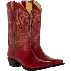 LISHAN Women's Western Boots Cowboy Cowgirl Boots (11, Embroidered Red)