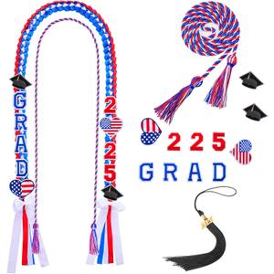 2025 Graduation Leis and Cords, Grad Money Leis with 11 Embroidered Patches for Graduation Party Decorations