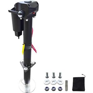 3500lbs Power Tongue Jack A-Frame Electric Trailer Jack with Waterproof Cover for Camper, RV,Travel,Boat,Cargo Trailer,12V DC, 2 LEDs,18" Quick Lift,Black (3500lbs)