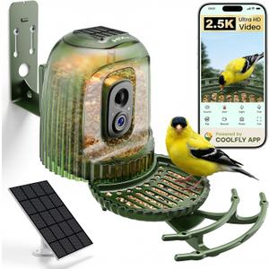 HIXX Smart Bird Feeder with 4MP Camera Auto Capture Video, AI Bird Identification, Large Capacity & Seed Guard, Solar Powered Night Light, Live Birdwatching Camera for Lovers, Family & Friends