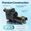 VIVOHOME 1.5 HP 6500 GPH Powerful Copper Motor Dual Voltage Self Primming in/Above Ground Swimming Pool Pump w1.25'' & 1.5" & 2.0'' Unions Energy Saving w/Strainer Basket