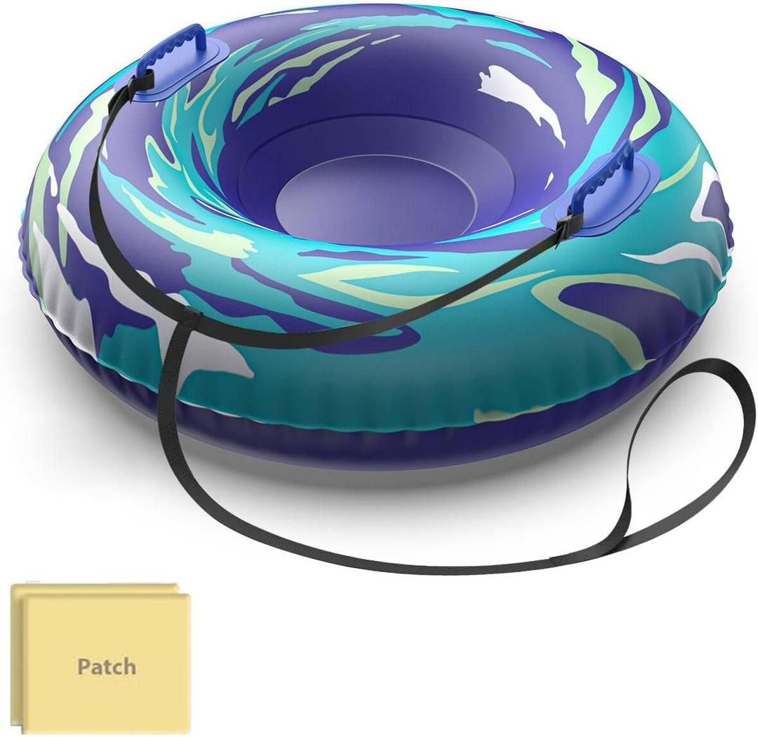 Snow Tube with Towable Tow Rope, UOLUUK 2 Persons Heavy Duty Inflatable Sled for Kids & Adults Premium Abrasion-Resistant Thickened Bottom Sledding for Outdoors