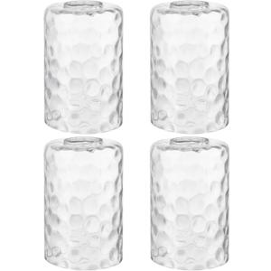 Skelang Hammered Lip-less Glass Lamp Shade, Cylindrical Light Cover with Fitter Opening, Replacement for Chandelier, Pendant, Bathroom Vanity Light, 4 Pcs