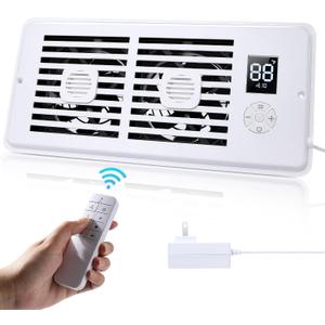 AGPTEK Register Booster Fan for 4 x 10 Register Holes, Quiet Air Vent Fans with 10-Speed, Intelligent Thermostat & Remote Control, Heating Cooling AC Vent Fan for Room Wall Floor Ceiling