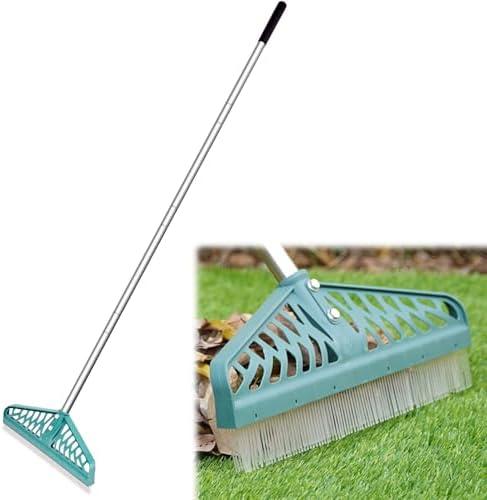 YEELOR Artificial Turf Rake with Adjustable Steel Handle from 32 to 61 Inch, Durable Artificial Grass Rake, Turf Brush for Cleaning pet Hair, Large Fallen Leaves and Dead Grass from Artificial Turf