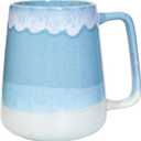 24oz Large Ceramic Coffee Mug with Big Handle, Handmade Kiln Glazed Large Coffee Mug Tea cup, Novelty MugUnique Uneven Surface for Office and HomeMicrowave and Dishwasher Safe (Light Blue)