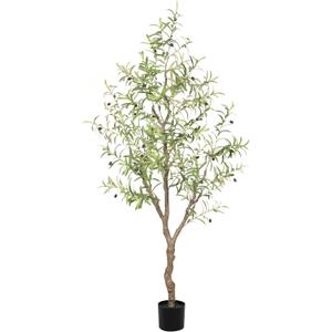LYERSE Olive Trees Artificial Indoor - Faux Olive Tree 6ft - Fake Olive Tree with Olive Branches and Lifelike Fruits - Artificial Olive Tree for Modern Home Office House Living Room Decor Indoor