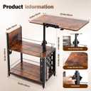 360° Swivel Lift Top Side Tables with Storage and Charging Station