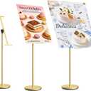 Display Stand Sign Holder, Heavy Duty Multi-angle Adjustable Metal Painting Easel Stand Height Up to 63 Inches Poster Stand with Round Base Fit Wedding,Restaurant or Business (Golden)