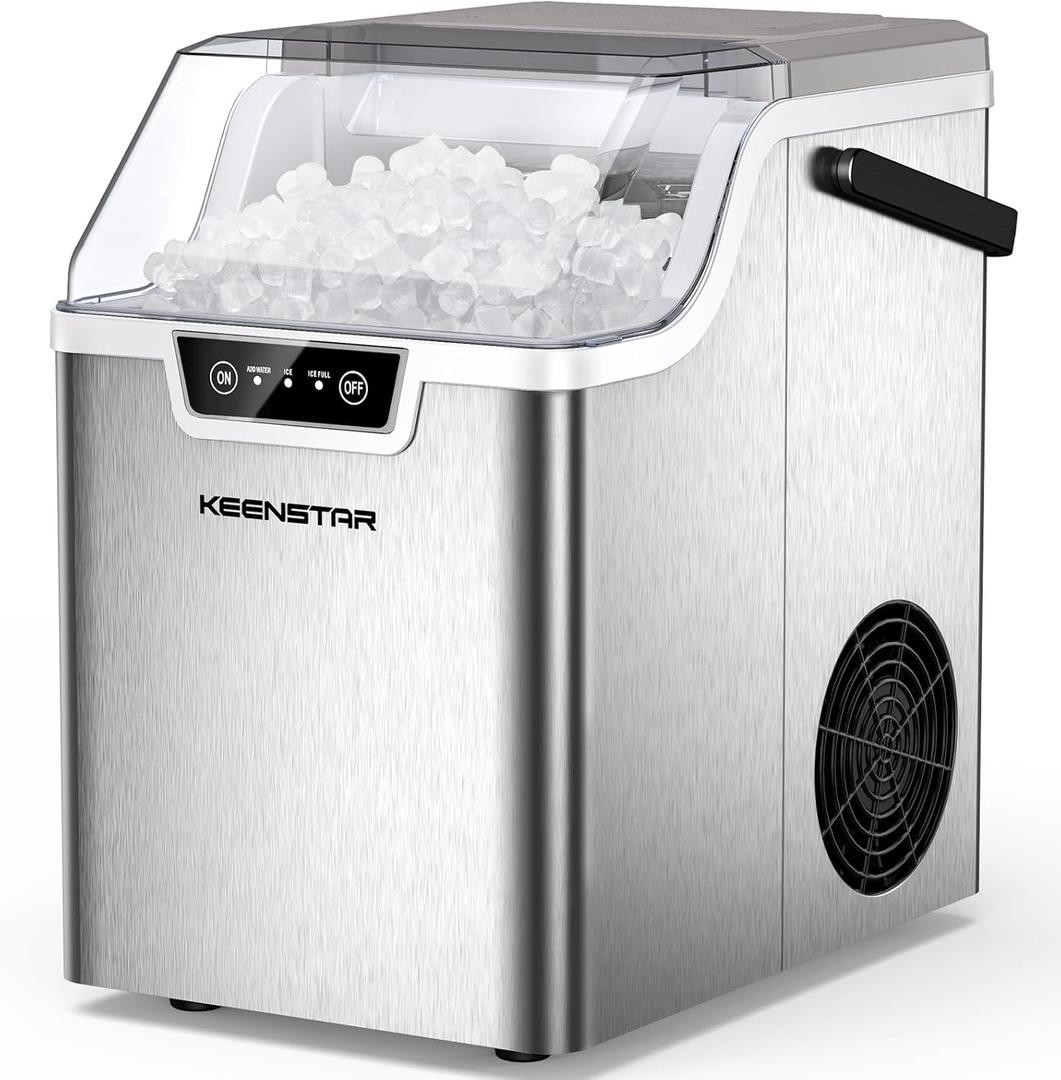 KEENSTAR Nugget Ice Maker Countertop, Chewable Pellet Ice Cubes