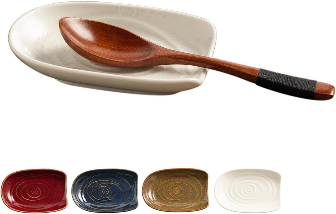 Ceramic Spoon Rest for Kitchen Counter 5.1 Inch Porcelain Spoon Holder Farmhouse Cooking and Coffee Spoon Rest for Stove Top (white)