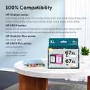 67XL Printer Ink Replacement for HP Ink 67 Remanufactured for HP 67 Ink cartridges Black/Color Combo Pack for DeskJet 2700 2700e 2755e 2755 4155e Envy 6055e 6055 6000 6400 6455e 6475 6452 6458