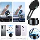 Electric Vacuum Magnetic Suction Mount Phone Holder for Car, 360 Rotating for iPhone 16/15/14/13/12 for Shower/Car/Mirror/Smooth Surfaces (Not Phone Charger), Black