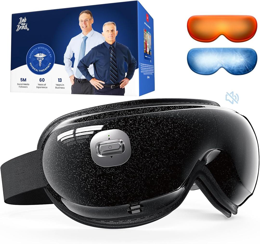 BOB AND BRAD Zero Pro Ultra-Quiet Eye Massager with Heat and Cooling, 35dB FSA Eligible HSA Lightweight Eye Massager with Scroll Button for Migraine, Dry Eyes, Eye Strain Relief, Gift for Women Men