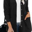 ULTRANICE Women's Cardigan Sweaters Lightweight Long Sleeve Open Front Knitted Button Down Cardigans Tops with Pockets (Black, S)