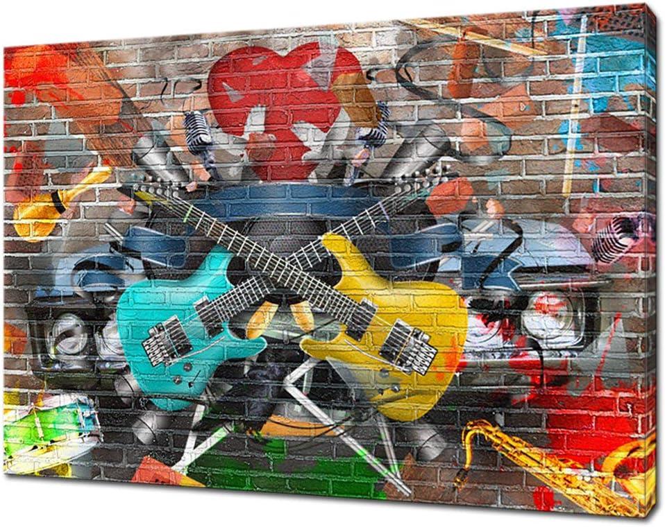 Artsbay Guitar Wall Art Music Painting Picture Colorful Instrument Canvas Artwork Decor for Living Room Bedroom 24 x 36inches