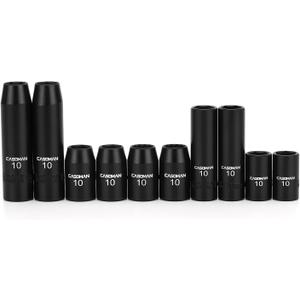 CASOMAN 10Piece Impact Socket Set-10mm, 1/4" & 3/8" Drive, Deep & Shallow, Metric, Black Phosphate Finish