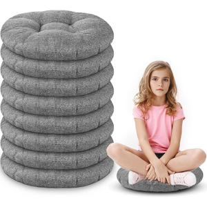 Fumete 16 Inch Round Floor Cushions for Kids and Toddlers, Flexible Seating Classroom Furniture Floor Pillow for Home, Daycare, Preschool, Yoga and Meditation(Gray,8 Pcs) (Gray)
