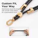 Phone Lanyard Crossbody with 2 Hanging Loops: Metal Buckle Adjustable Skin-Friendly Cell Phone Strap for iPhone Around,Hands-Free Universal Anti Theft Neck Lanyards For Outdoor,Black Gold