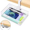 ROSYLINE Clamp On Desk Organizer - Under Desk Hanging Drawer with Storage Basket, Multi-Scene Mount Tray for Home Dorm Office (White)