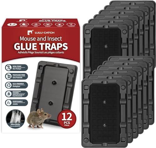 LULUCATCH Mouse & Insect Traps 10 Pack, Heavier Sticky Traps with Non-Toxic Glue for Small Mice & Insects. Sticky Mouse Traps Indoor, Easy to Set, Pet Safe Pest Control