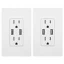 Outlet with USB High Speed Charger 4.2A Charging Capability,Duplex Receptacle 15 A, Tamper Resistant Wall Socket USB Outlet,Child Proof Safety,Screwless Wall Plate,White (2 Pack)