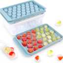 Ice Cube Trays with Lids for Freezer, 66 Sphere Ice Cube Tray with Bin Easy Release for Iced Coffee or Ice Drinks, Ice Tray with Ice Scoop Ice Cube Mold for Reusable Ice Cubes for Ice Bucket (2 Pack, Blue(Argentinan Blue))