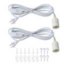 16.5ft Plug in Pendant Light, 2-Pack Light Sockets Extension Cord, White Hanging Light Cord E26/E27 with ON/Off Switch, for Kitchen Bedroom Plant Growth Light