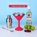 Daximo 13 oz Double-Wall Vacuum Insulated Martini Tumbler Stainless Steel Martini Glasses with Lid and Non-slip Base Elegant Large Martini Cups for Perfectly Chilled Drinks (Red)