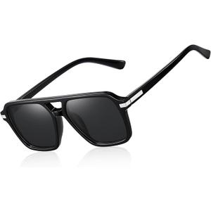 3 x Womens Sunglasses Polarized Trendy Classic Aviator Sunglasses Square 70s 80s 90s Vintage Shades, UV Protection