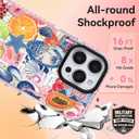 ChiCsFleur for iPhone 12 Pro Max Case, TPU Phone case with Camera Protection for Women Girls Teens - Collage Postage Stamp Fruit Y2K Evil Eye Papaya Bow Pink Blue Sorority Aesthetic Unique