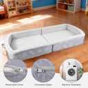 Portable Toddler Travel Bed Foldable Toddler Bed with Washable Cover Toddler Floor Beds for Home,Travel & Camping, Soft Foam Cots for Kids Aged 18M+, No Assembly, Gray