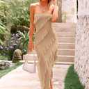 PRETTYGARDEN Womens Spring Cocktail Dresses 2026 Strapless Bodycon Ruffle Elegant Summer Wedding Guest Graduation Midi Dress