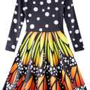 Funnycokid Girls Dress Size 4-13 Long Sleeve Kids Clothes