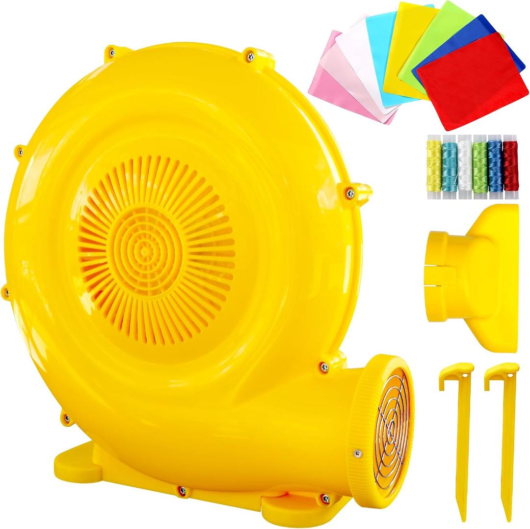 470W Yellow Air Blower for Inflatable Bounce House, Water Slide, Jumping Castle, Inflatable Screen and Inflatable Tent, Dual Use for Yard Leaf Blowing