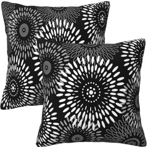 Zynthor Boho Pillow Covers 16x16 Set of 2Decorative Home Outdoor Boho Pillow Case for Couch Bed Car, Black