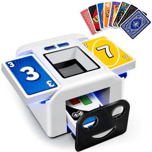 Automatic Card Shuffler for 1-2 Decks, Auto/Manual Modes, USB-C Rechargeable, Quiet Operation, Compatible with UNO, Texas Holdem Poker, Mahjong, Bridge, Rummy, Skip-Bo, Phase 10 & More Card Games