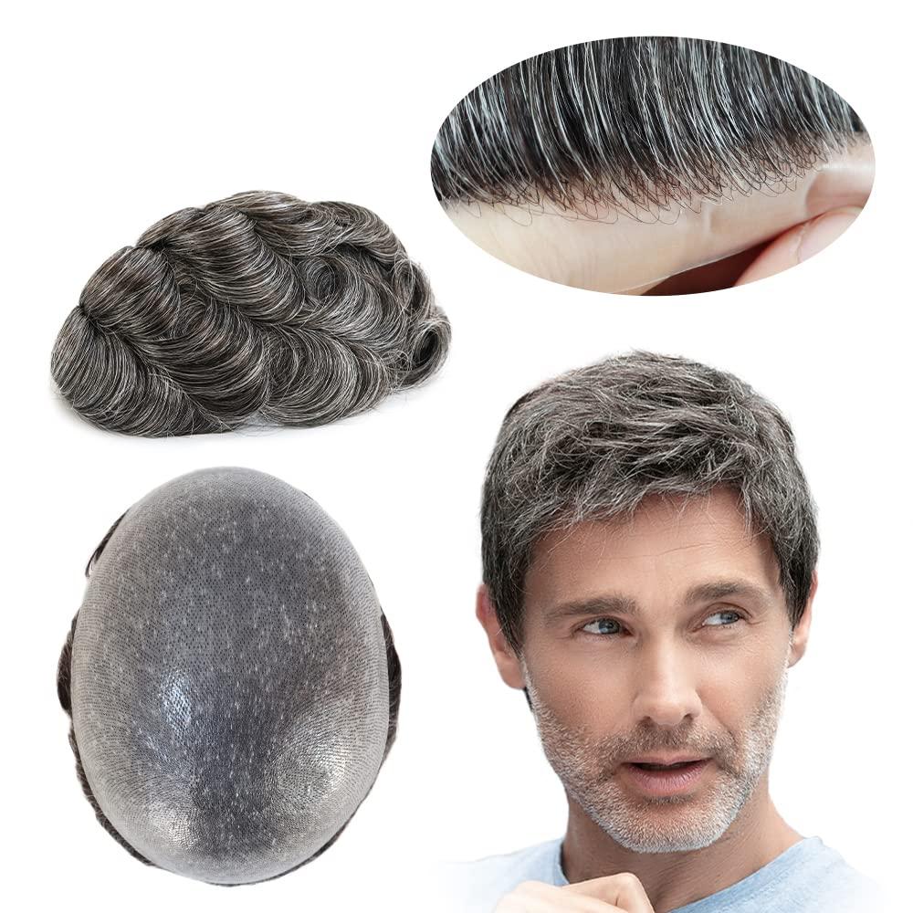 Toupee for Men, Human Hair Systems, Mens Hair Replacement 0.05mm Knotted Thin Skin Hair Piece #1B40 Toupee for Men, Human Hair Systems, Mens Hair Replacement 0.05mm Knotted Thin Skin Hair Piece #1B40