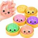 Glitter Dumpling Squishy Mystery Box - 100% Rare Hidden Edition Included, 5 Shiny Colors, 4 Random Unique Pieces, US Toy Safety Certified
