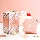 LeZakaa Reversible Pink Birthday Wrapping Paper Roll for Girls Women, Happy Birthday Lettering & Stripe Pattern with Metallic Foil in Pink, Large Roll, 30 inches x 32.8 Feet (92.9 sq.ft.)