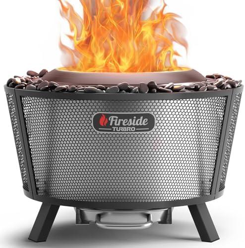 TURBRO 29 Inch Smokeless Fire Pit for Outdoor Wood Burning, Stainless Steel Camping Stove with Stand, Removable Ash Pan, Waterproof Storage Bag, Pluto R29, Black