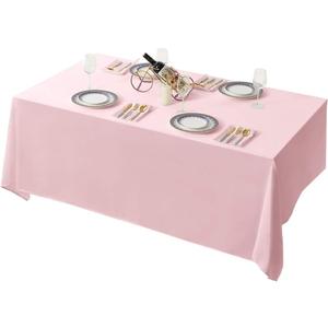 Surmente Pink Tablecloth 90 x 132-inch Rectangular Polyester Table Cloth for Weddings, Banquets, or Restaurants