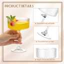 Plastic Martini Glasses 10oz, Detachable Ribbed Coupe Glasses with Gold Rim, Disposable & Reusable Unbreakable BPA-free Vintage Cocktail Cups, Champagne Coupe for Party Wedding (Clear, 12pcs), 4 inches x 5.8 inches