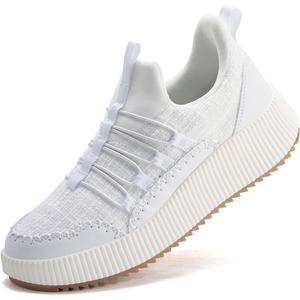 Kyedoo Women's Platform Chunky Sneakers Comfortable Casual Fashion Lace-up City Travel Walking Shoes (7, Ivory White)