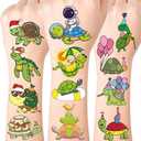 Turtle Temporary Tattoos for Party Supplies, 4 PACK Cute Sea Turtle Tattoo Stickers for Birthday Parties, Sea Turtle Party Decorations, Waterproof Tattoos