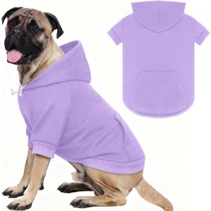 5XL Dog Sweaters for Large Dogs,Extra-Large Dog Hoodie,Cozy Fleece Interior Sweatshirt with Hood & Pocket,Leash Hole,Pet Clothes Sweater Hoodie for Large Dogs,Light Purple&5XL (5XL: 100-135lbs)