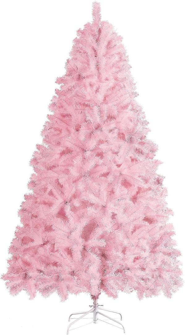 6ft Pink Artificial Christmas Pine Tree Seasonal Holiday Carnival Home Party Decoration for Home, Office, Party Decoration Indoor Outdoor, Foldable Stand