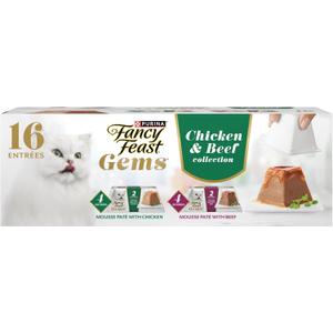 Fancy Feast Gems Pate Cat Food Mousse Chicken or Beef and a Halo of Savory Gravy Wet Cat Food Variety Pack - (1) 8 ct. Boxes - 8 ct. Box