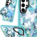 Lotadilo Cute Case for Samsung Galaxy S26 Ultra for Women Girls - Funny Ink Butterfly Design Compatible with Magsafe Magnetic Ring Holder Kickstand Fashion TPU Phone Covers