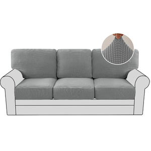 H.VERSAILTEX Multi-Pieces Sofa Slipcovers for 3 Seat Cushion Couch High Stretch Couch Cushion Covers Jacquard Textured Twill Fabric(3 Seat Covers Plus 3 Back Cushion Covers, Dove)